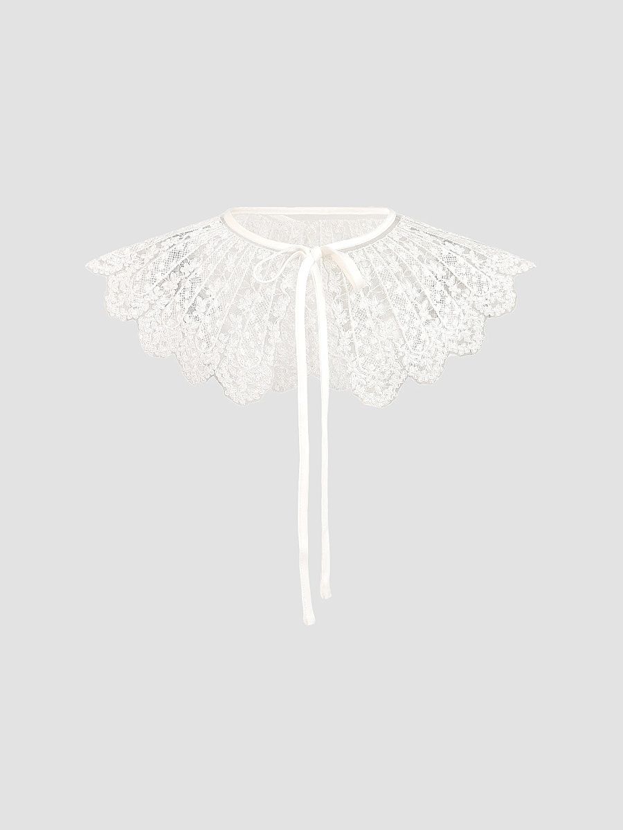 Tulleen Girl's Girl's Lace Ribbon Stole - White
