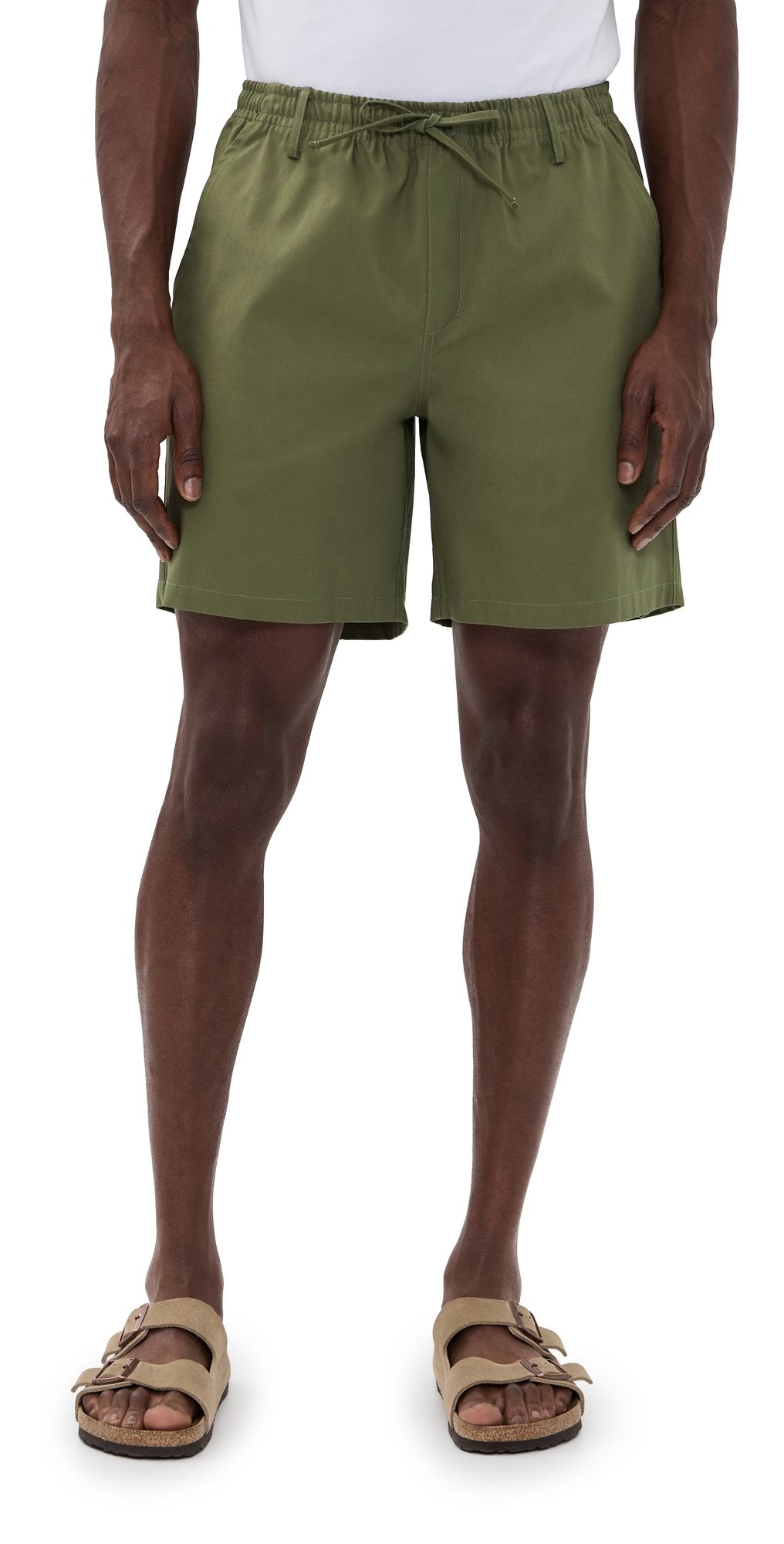 Bather Cotton Herringbone Leisure Shorts 7 Olive M