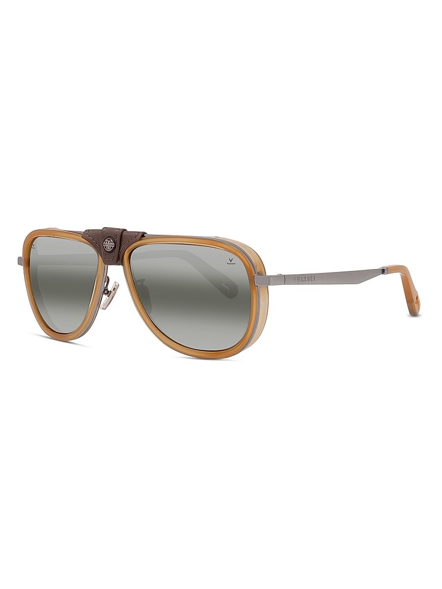 Men's Glacier 03 56MM Pilot Sunglasses - Smoke Light Brown