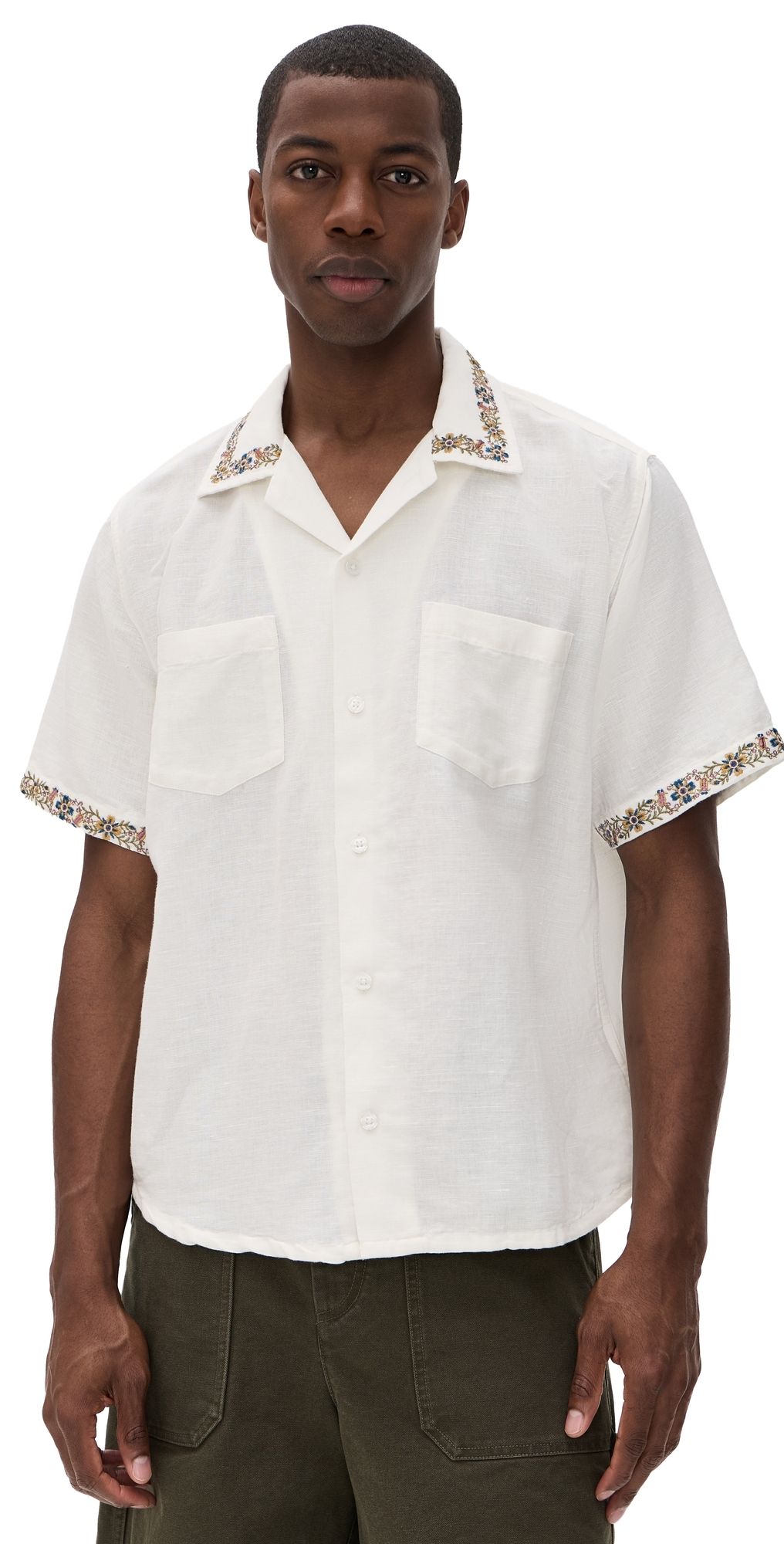 Corridor Harmony Embroidered Camp Shirt White L