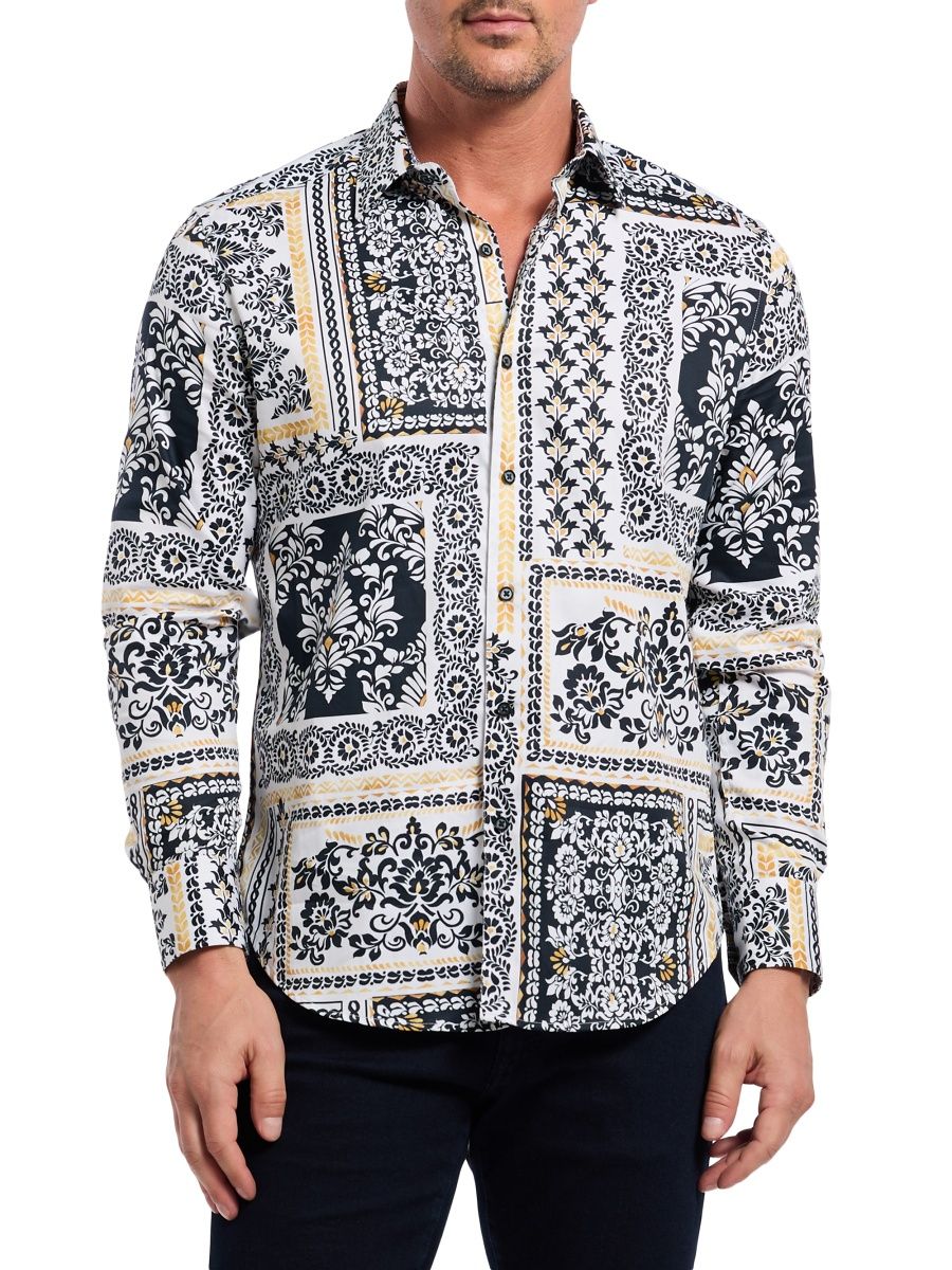 Robert Graham Men's Valleta Paisley Stretch-Cotton Button-Front Shirt - Multi - Size Small