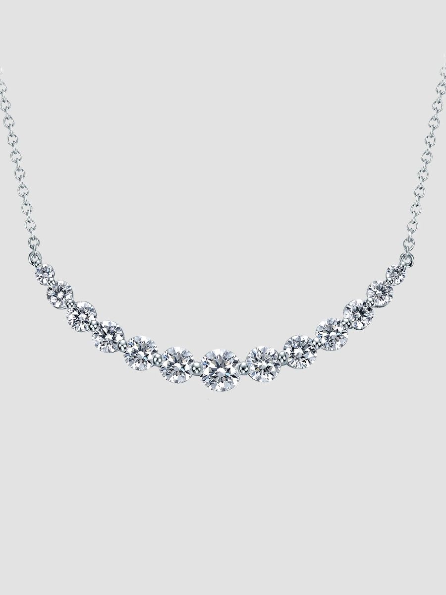 Women's Smile 18K White Gold & 2.03-2.13 TCW Diamond Curved Bar Pendant Necklace - White Gold