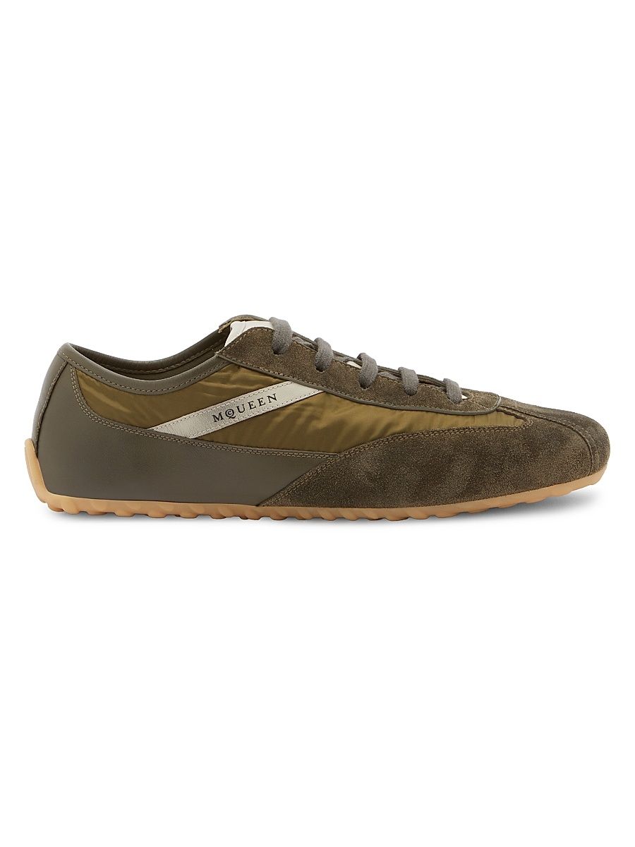 Men's Logo Suede Sneakers - Green Olive - Size 13