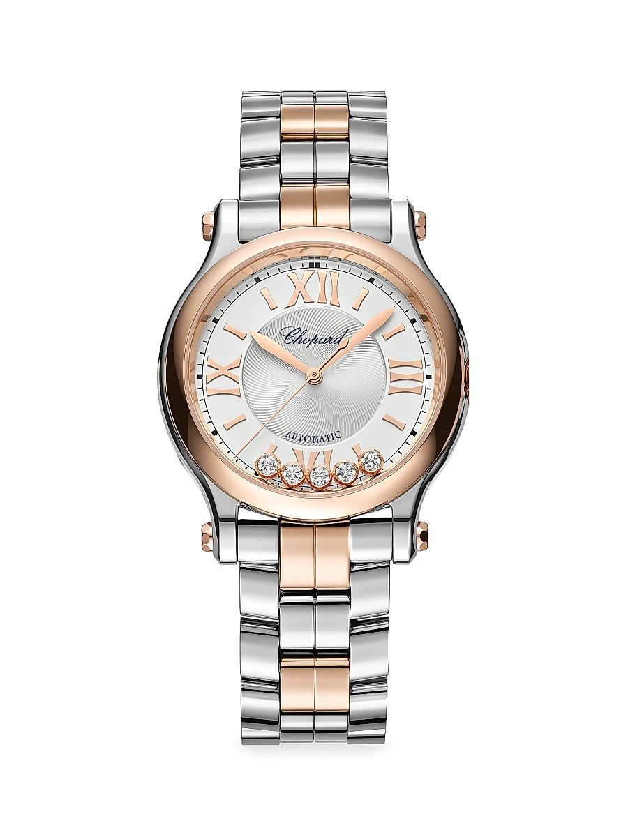 Women's Happy Sport 18K Rose Gold, Stainless Steel & Diamond Bracelet Watch - Rose Gold