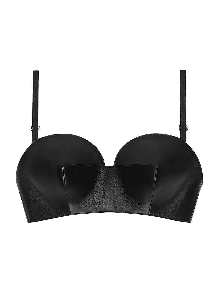 Women's Bra Top in Leather - Black - Size 2
