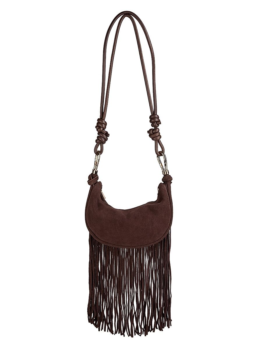 Women's Avery Fringed Suede Crossbody Bag - Cacao