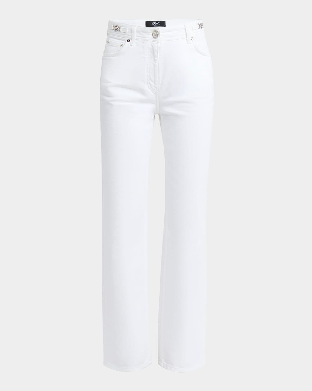 White Washed Denim Straight-Leg Pants