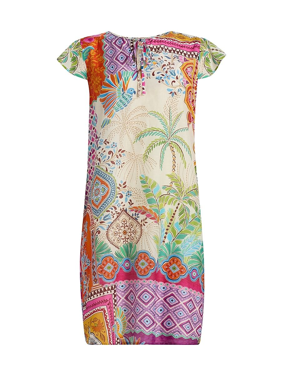 Women's Daisy Patchwork-Print Cotton-Silk Minidress - Avelar - Size XXL