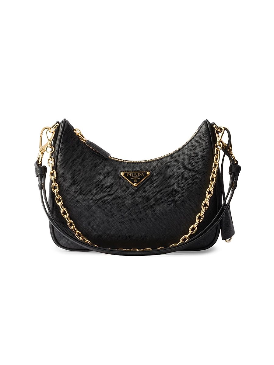 Women's Re-Edition Saffiano Leather Shoulder Bag - Black