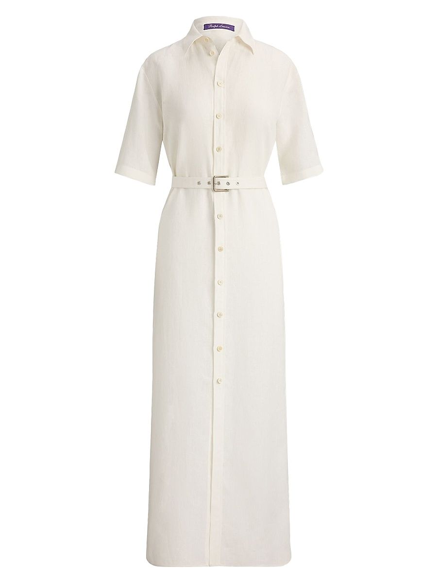 Women's Carol Linen Day Maxi Shirtdress - Cream - Size 4