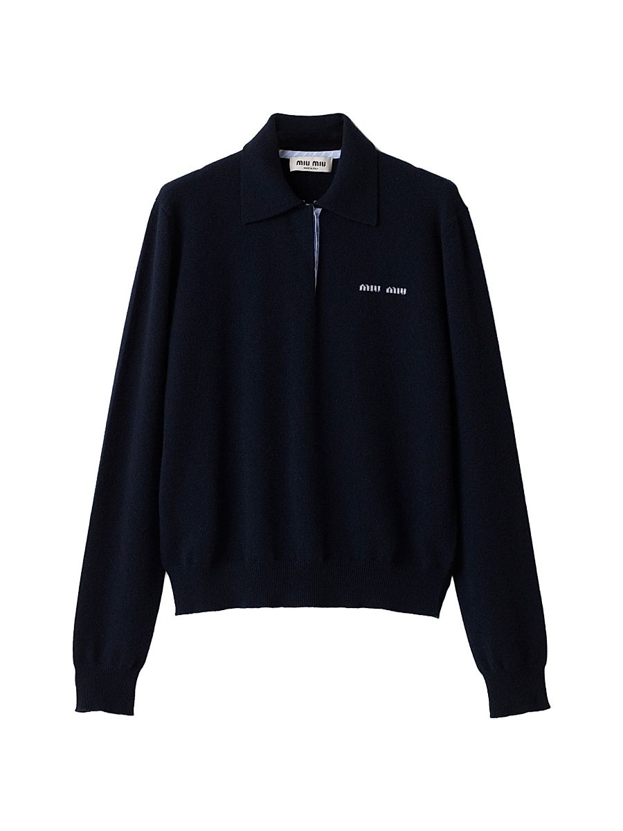 Women's Cashmere Polo Sweater - Blue - Size 4