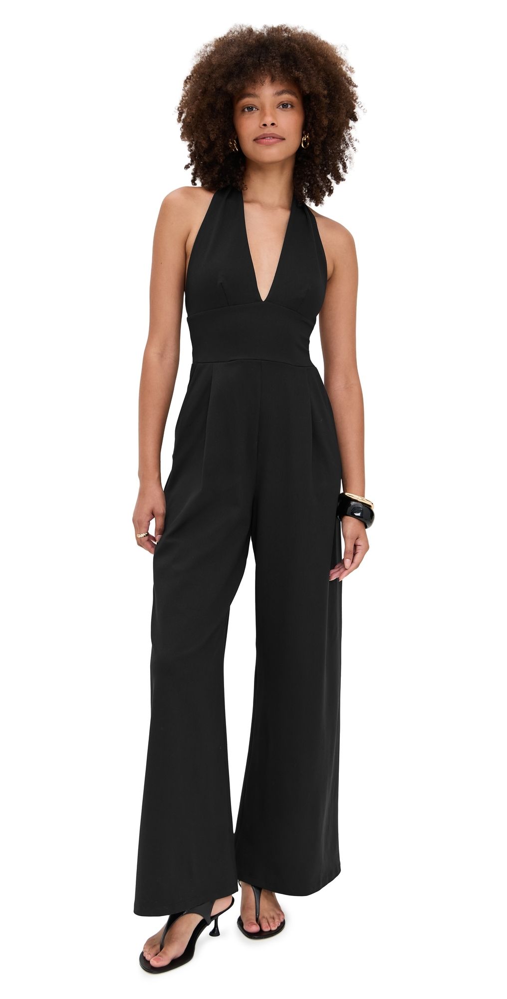 Susana Monaco Tie Halter Jumpsuit 32 Inseam Black S