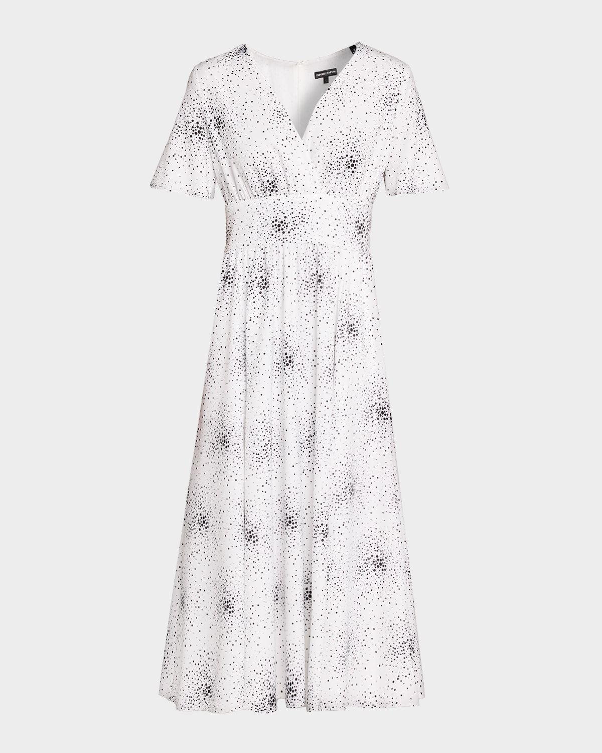 Dotted Flutter-Sleeve Midi Dress