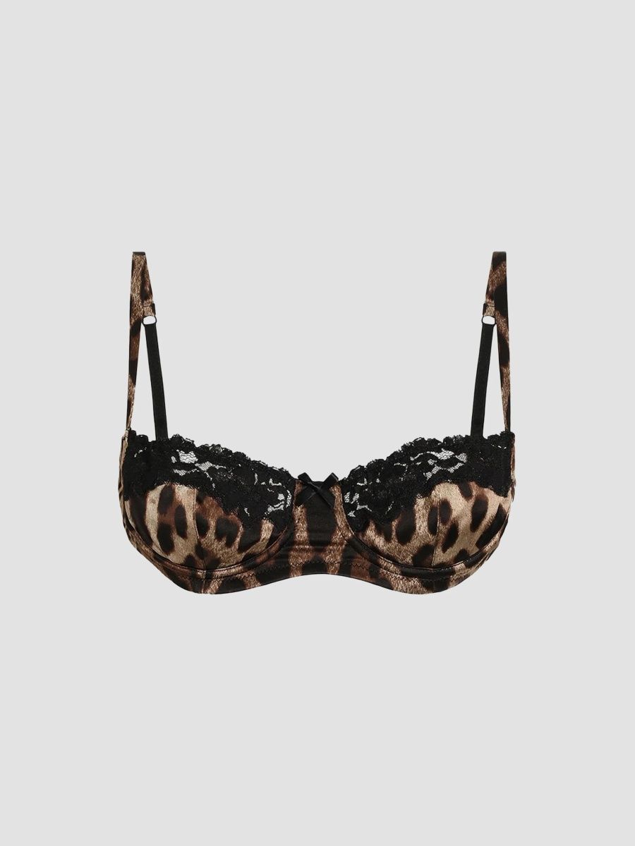 Dolce & Gabbana Women's Lace-Trimmed Leopard Print Bra - Leo - Size XS