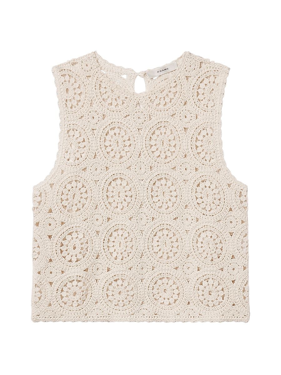 Women's The Crochet Tank Top - Cream - Size XL