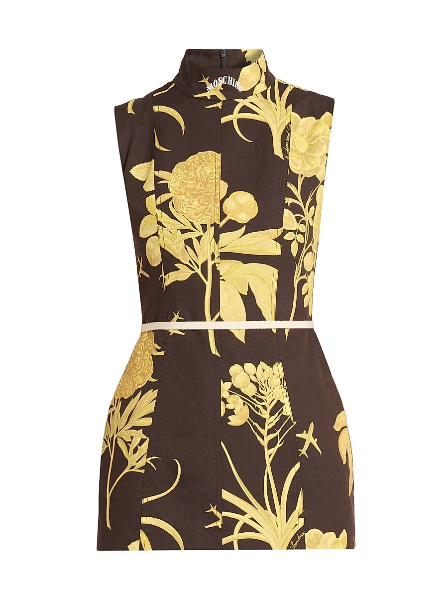 Women's Floral Poplin Minidress - Multi Brown - Size 4