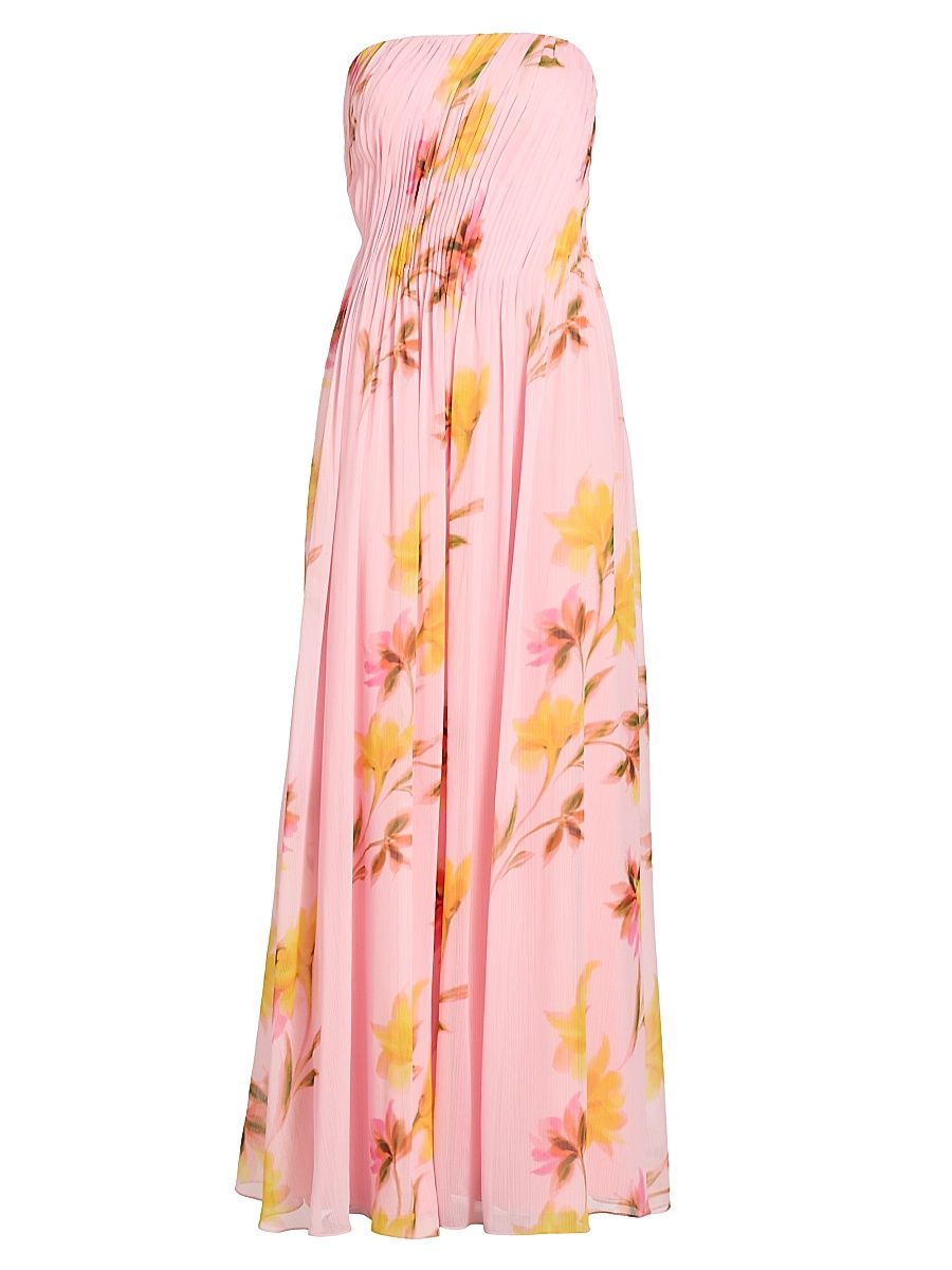 Women's Emilia Strapless Woven Gown - Daffodil Blooms - Size Large