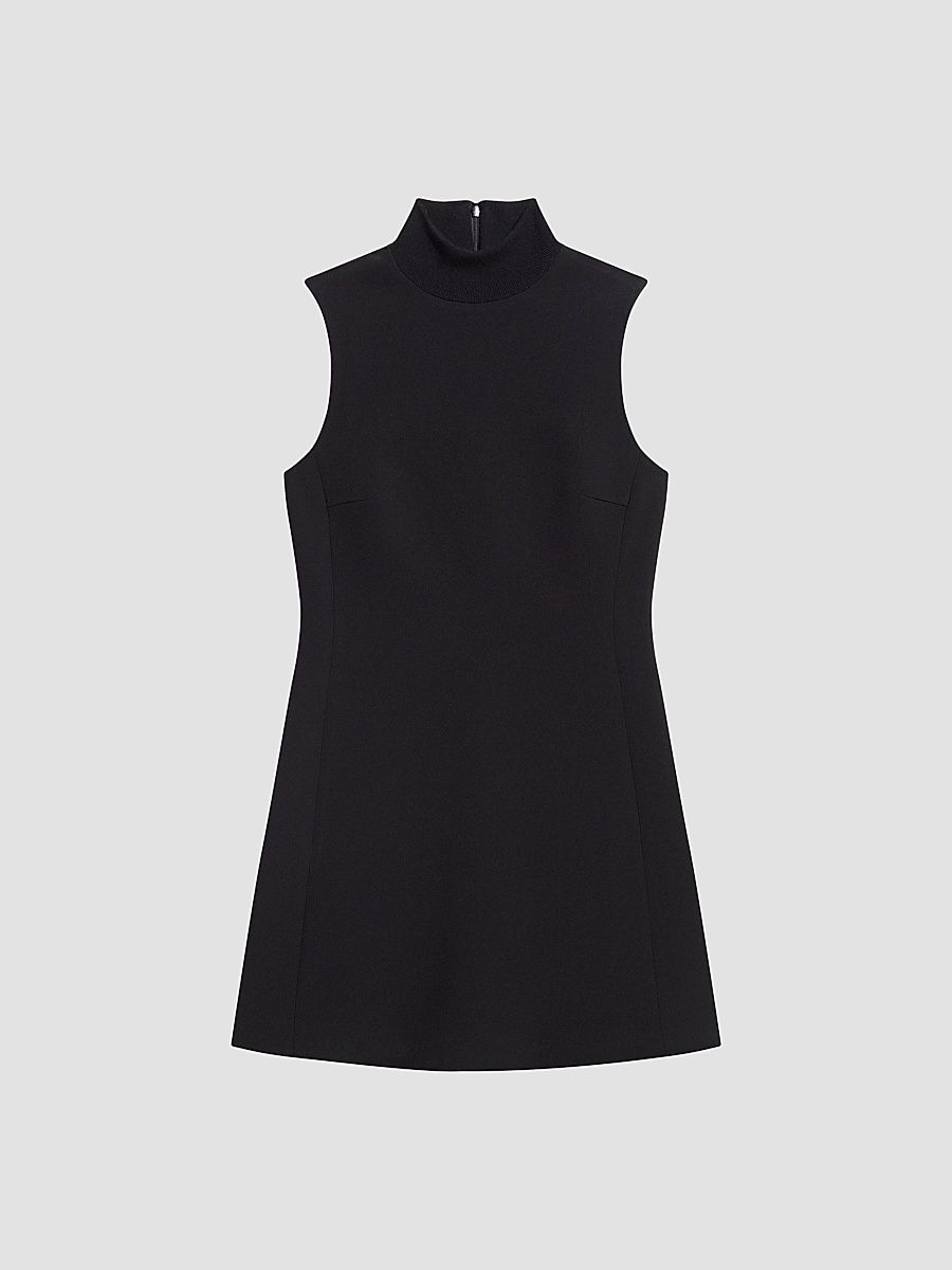 Women's Turtleneck A-Line Sleeveless Mini Dress - Black - Size 14