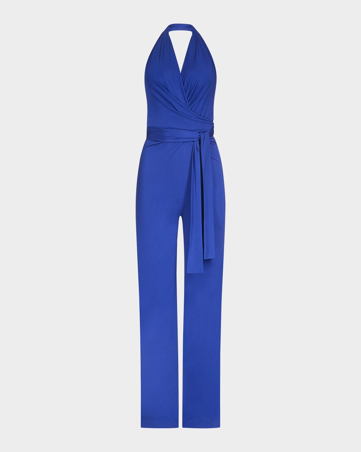 Delia Deep V-Neck Jersey Halter Jumpsuit