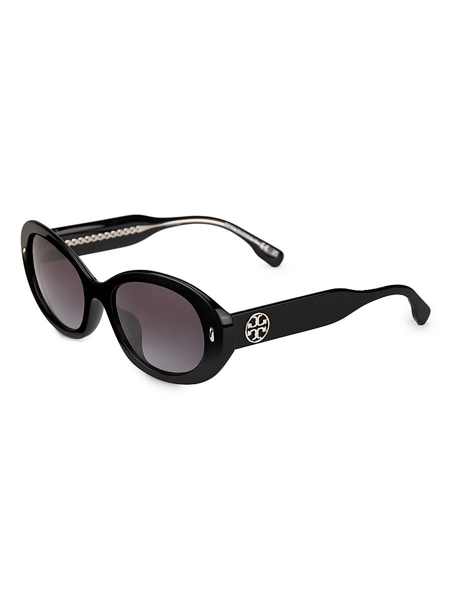 Women's 53MM Oval Sunglasses - Grey Gradient Black