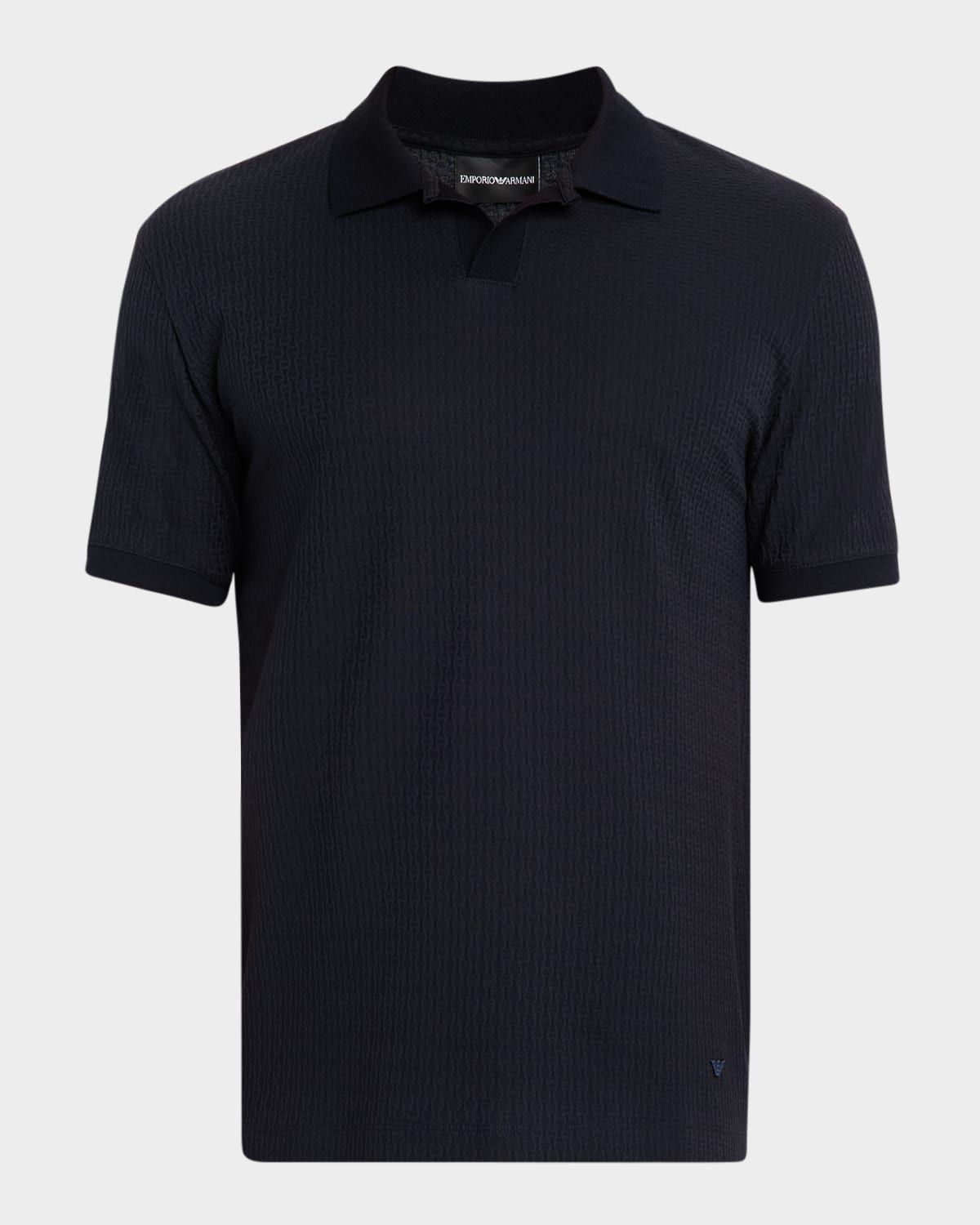 Men & apos;s Chain Stitch Jacquard Knit Polo Shirt