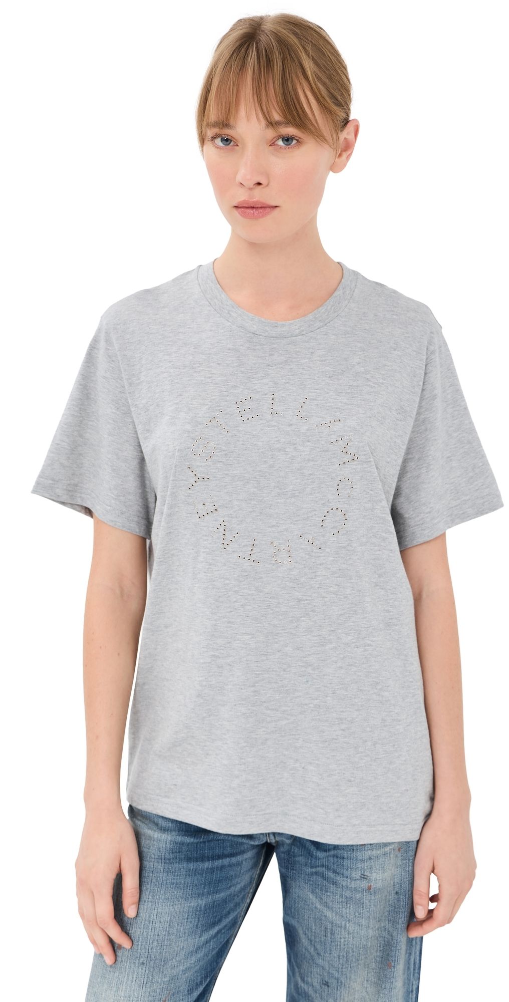 Stella McCartney Hardware Logo Boyfriend T Shirt Grey Melange XS