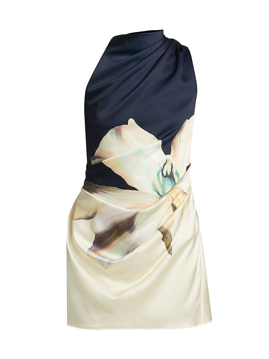 Women's Veronica Floral Satin Minidress - Spliced Lilium - Size 2