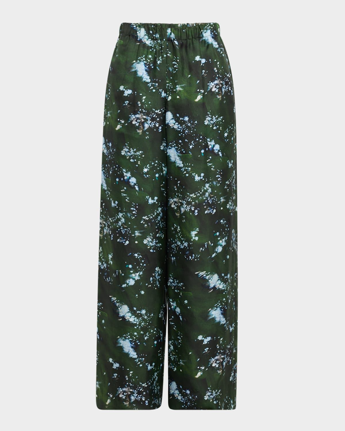 Riverside Abstract-Print Silk Pants