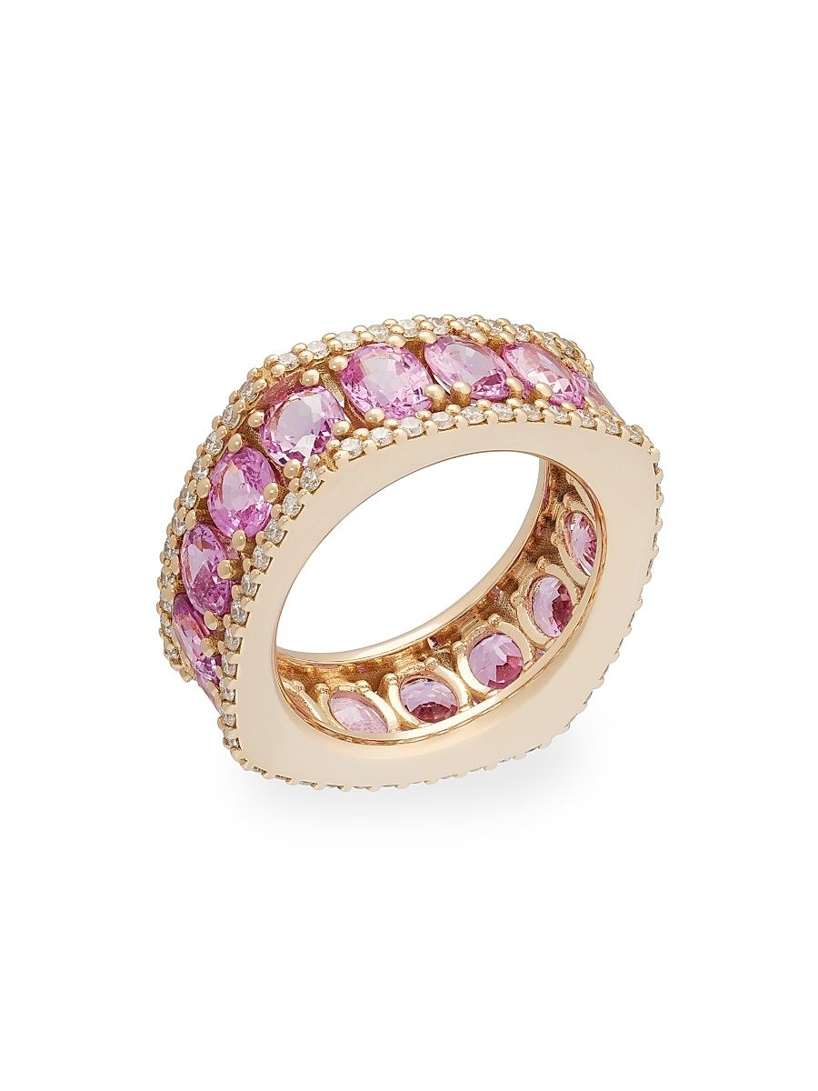 Women's Cortile 18K Yellow Gold, 6.82 TCW Pink Sapphire & 0.76 TCW Diamond Ring - Pink - Size 7