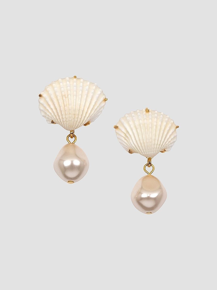 Women's Isola 18K-Gold-Plated, Seashell & Imitation Pearl Drop Earrings - Dove