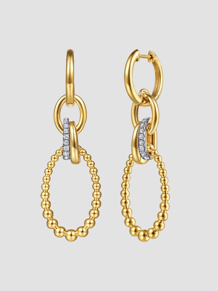 Gabriel & Co Women's Two-Tone 14K Gold & 0.22 TCW Diamond Oval Drop Earrings - Yellow Gold