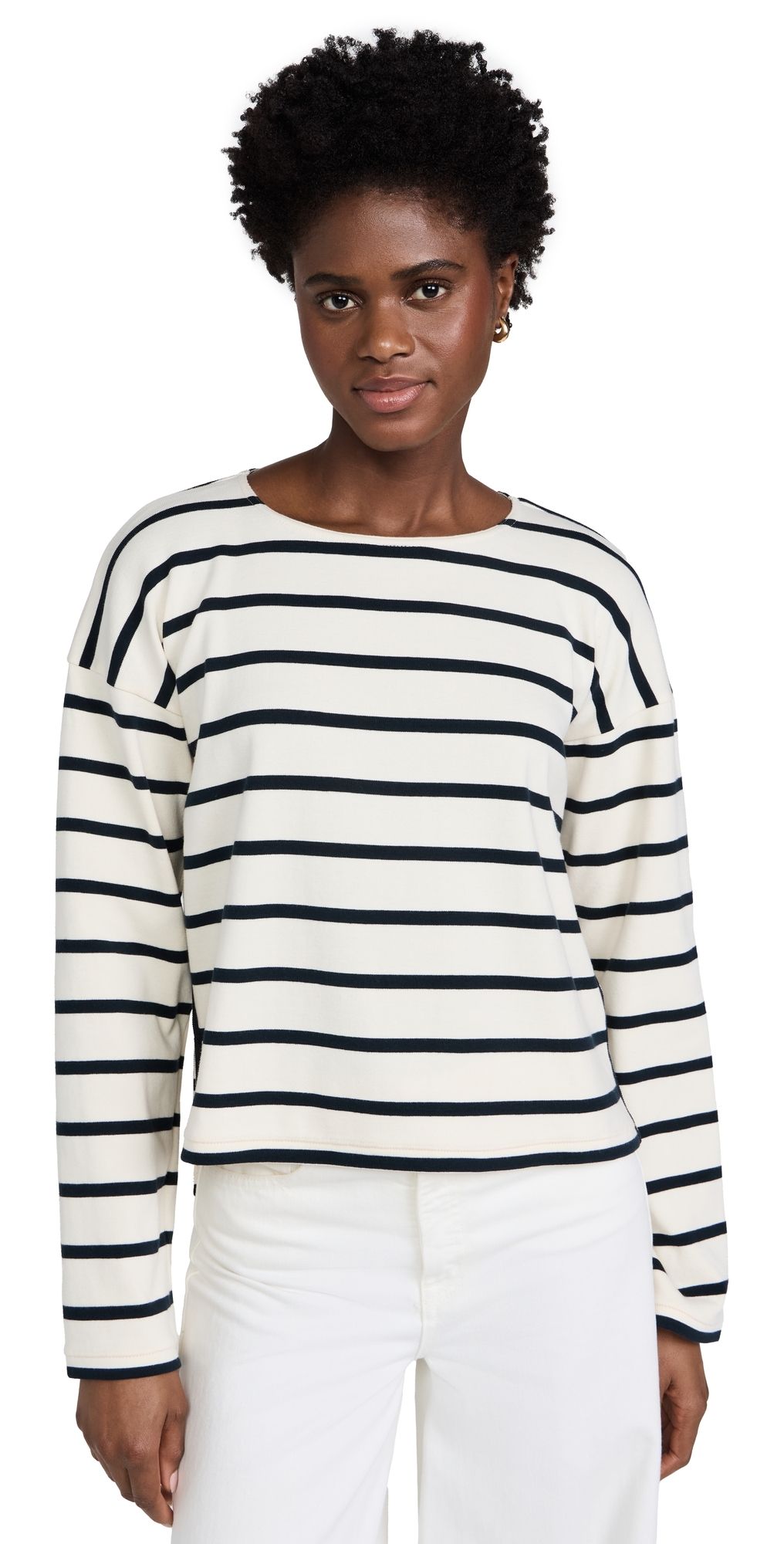 La Ligne Breton Long Sleeve Tee Ecru/Navy XL