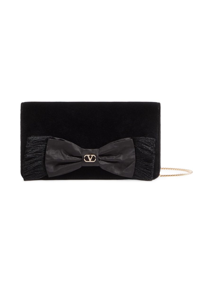Valentino Women's VLogo Signature Mini Velvet Shoulder Bag - Black