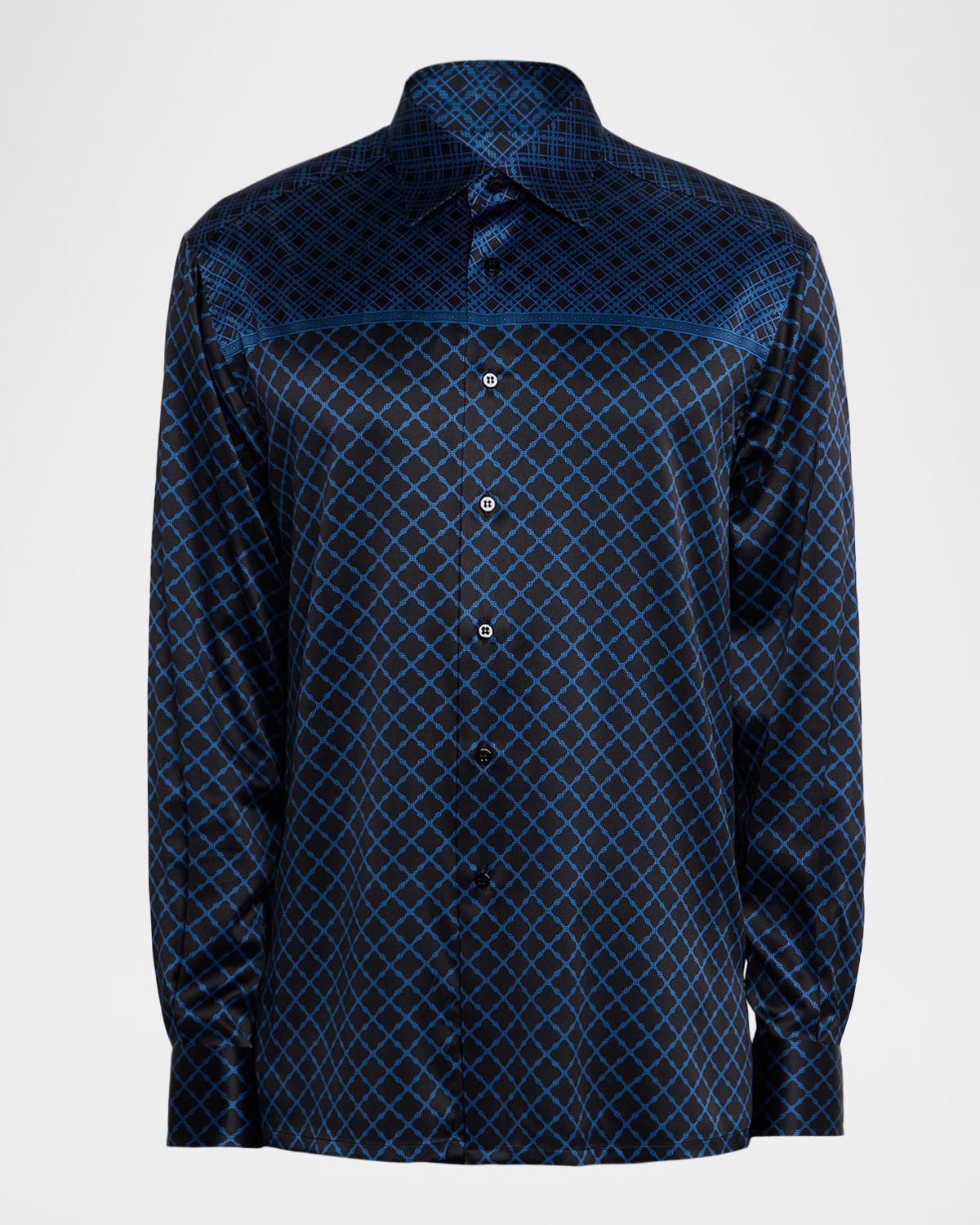Men & apos;s Multi-Geometric Silk-Elastane Sport Shirt
