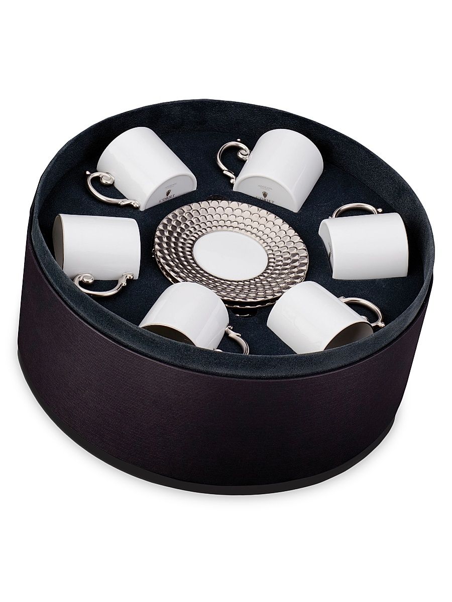 Aegean 6-Piece Espresso Cup & Saucer Set - Platinum