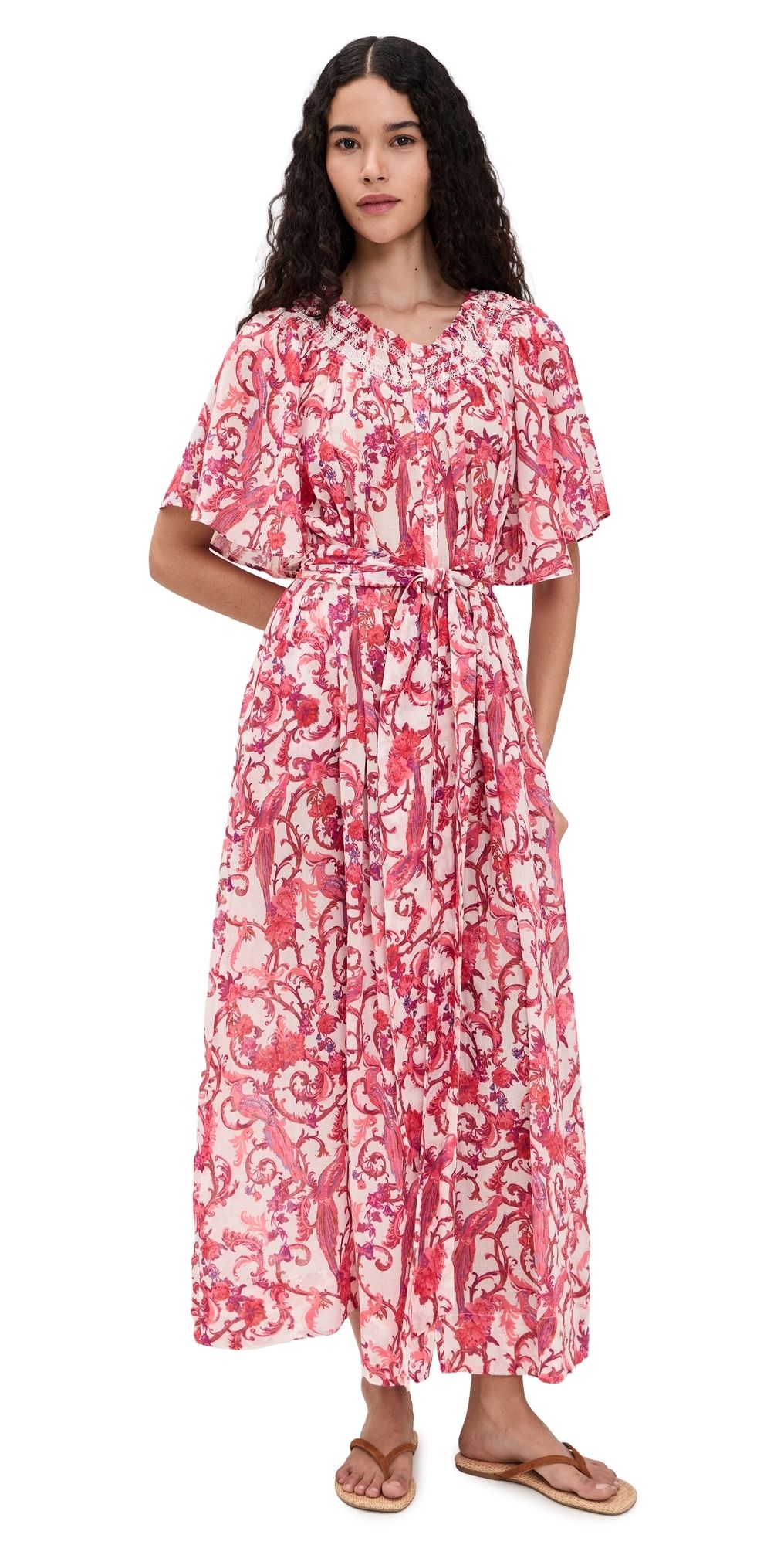 Coniglio Palm Beach Flagler Maxi Dress Royal Birds Sunrise One Size