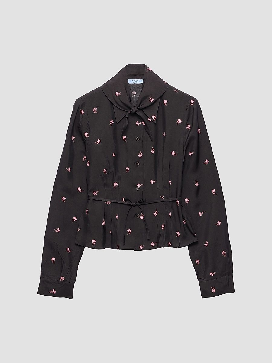 Women's Washed Silk Shirt - Black - Size 0