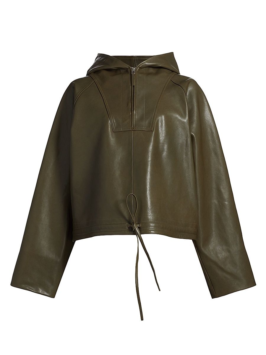 Women's Leather Pullover - Olive - Size Medium