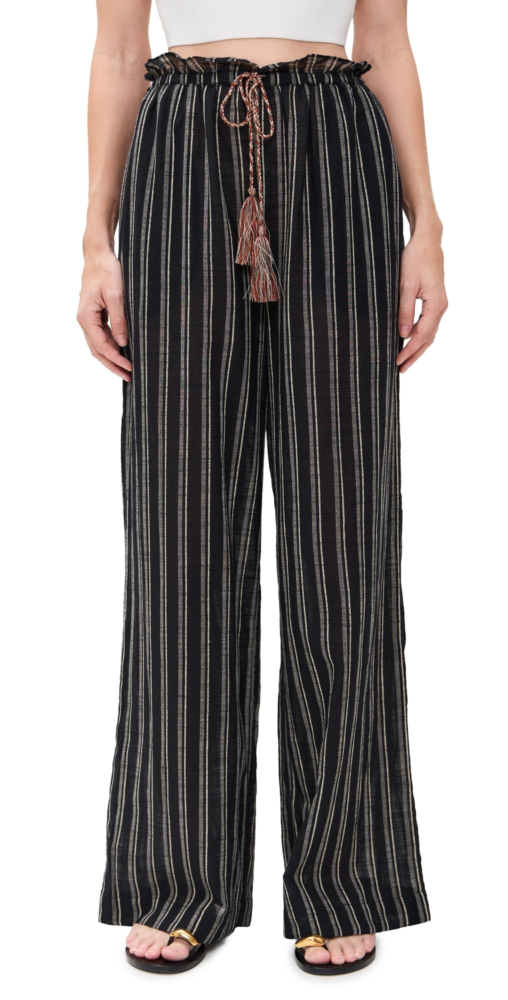 Ulla Johnson Josephine Coverup Pants Noir Stripe L