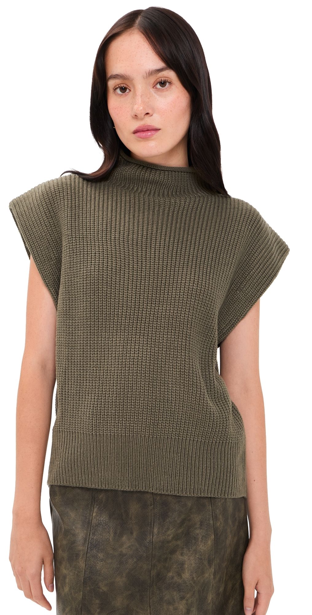 En Saison Devon Sweater Vest Olive M