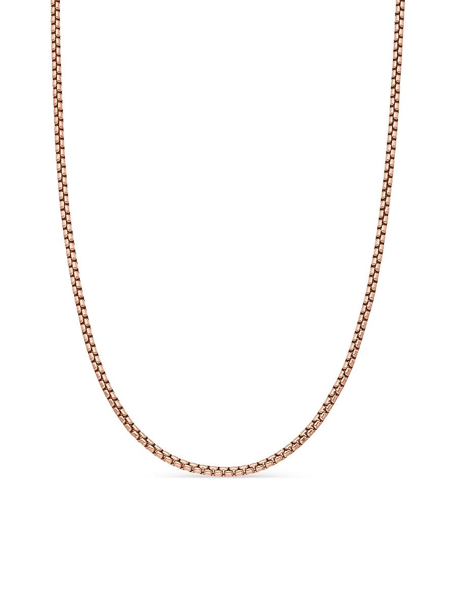 Men's Box Chain Necklace in 18K Rose Gold, 2.7mm - Gold - Size 24