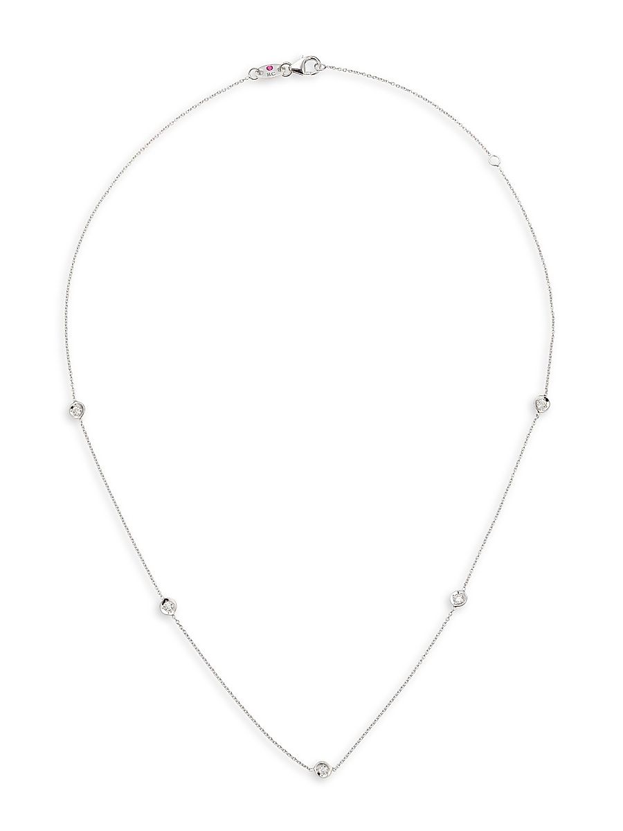 Women's Diamond By The Inch 18K White Gold & Diamond 5-Station Necklace/18" - White Gold