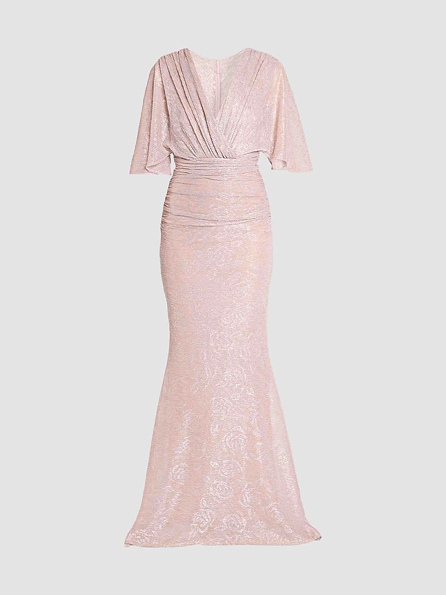 Women's Metallic Voile Gathered Gown - Marble - Size 16