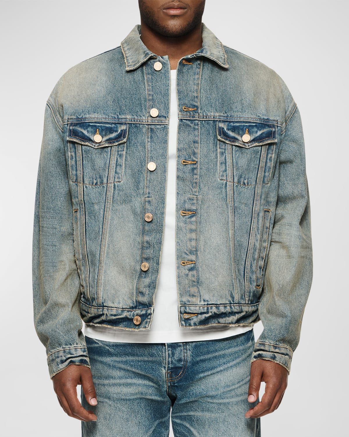 Men & apos;s Vintage Dirty Oversized Trucker Jacket