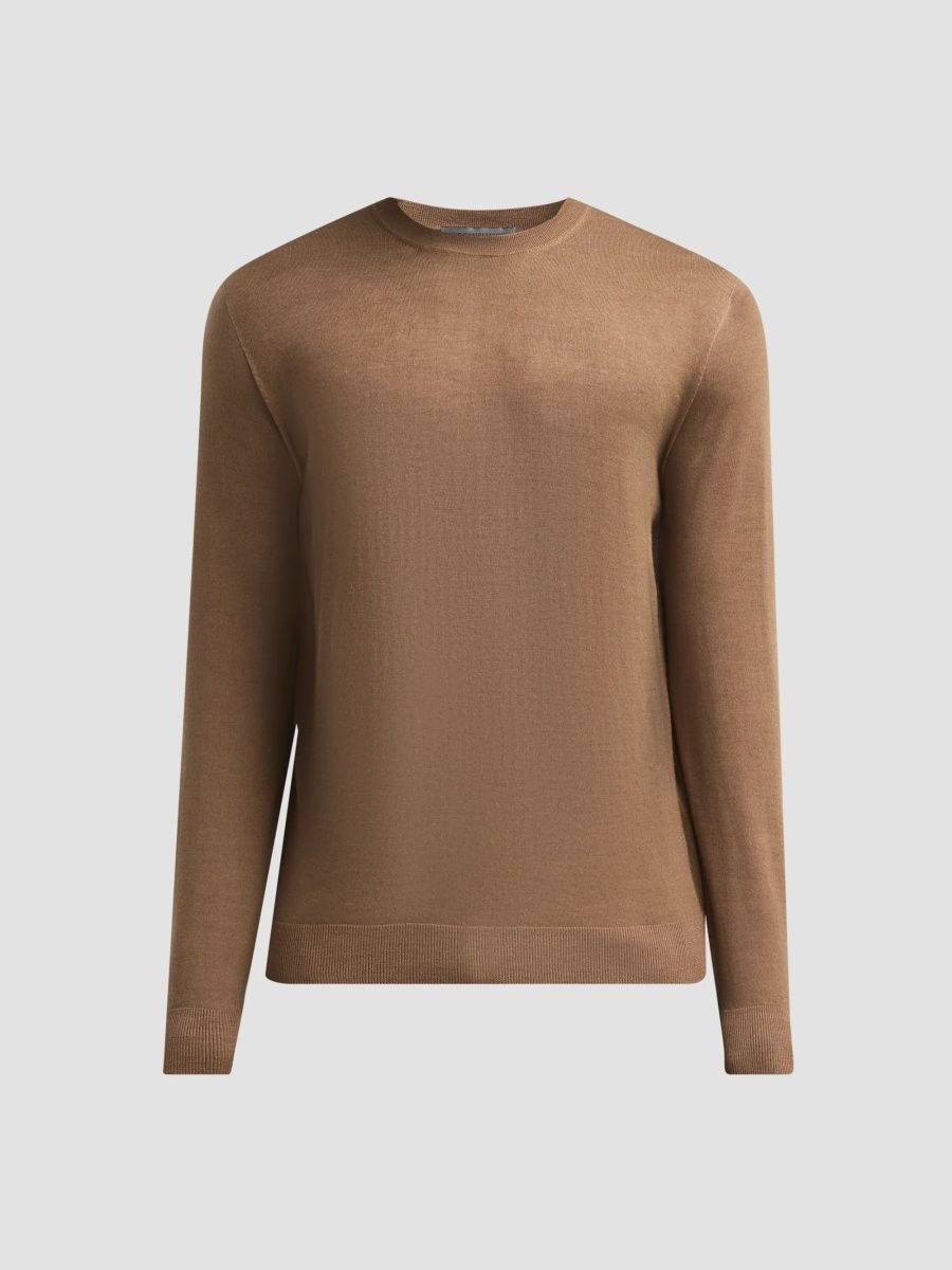 Corneliani Men's Crewneck Wool Sweater - Tan - Size 40