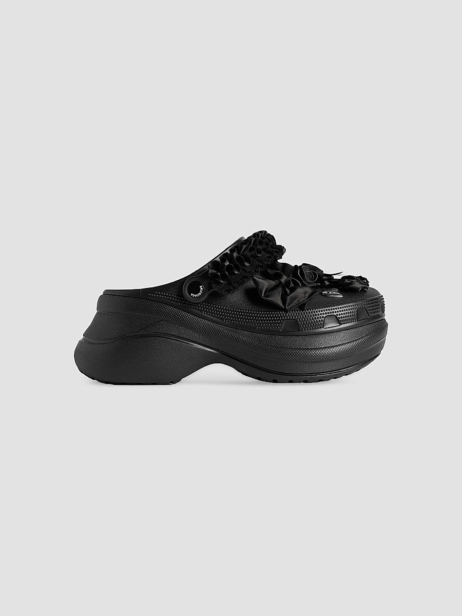 Balenciaga Women's Crocsa Jibbitza Mules - Black - Size 11