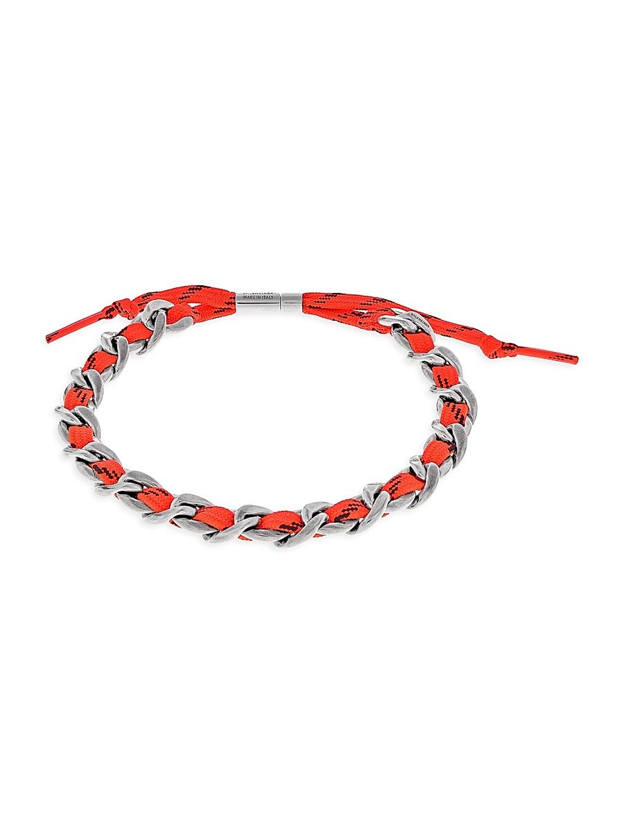 Men's Malibu Gourmette Choker - Silver Neon Orange - Size Small