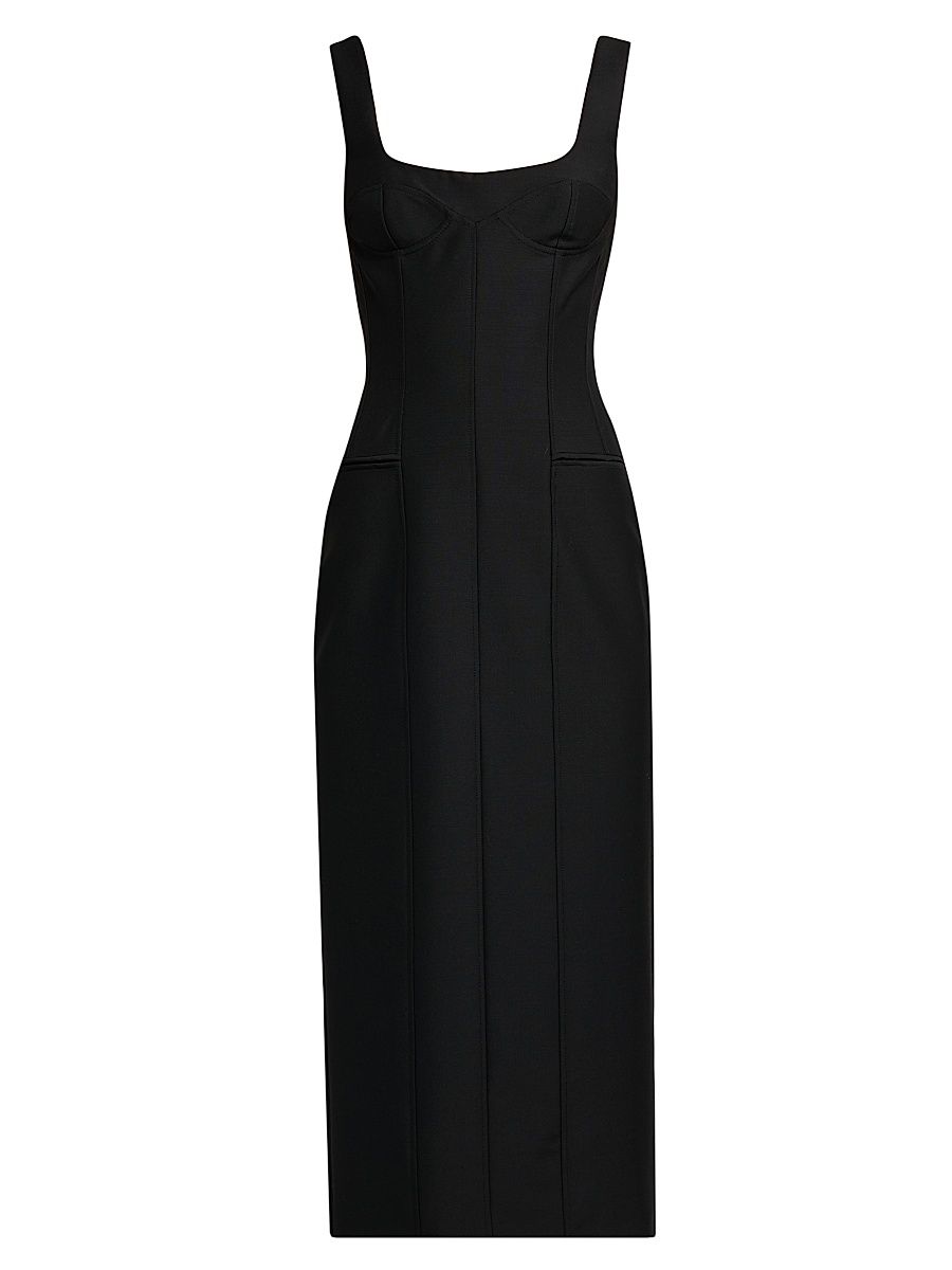 Women's Seamed Wool-Mohair Sheath Dress - Black - Size 6