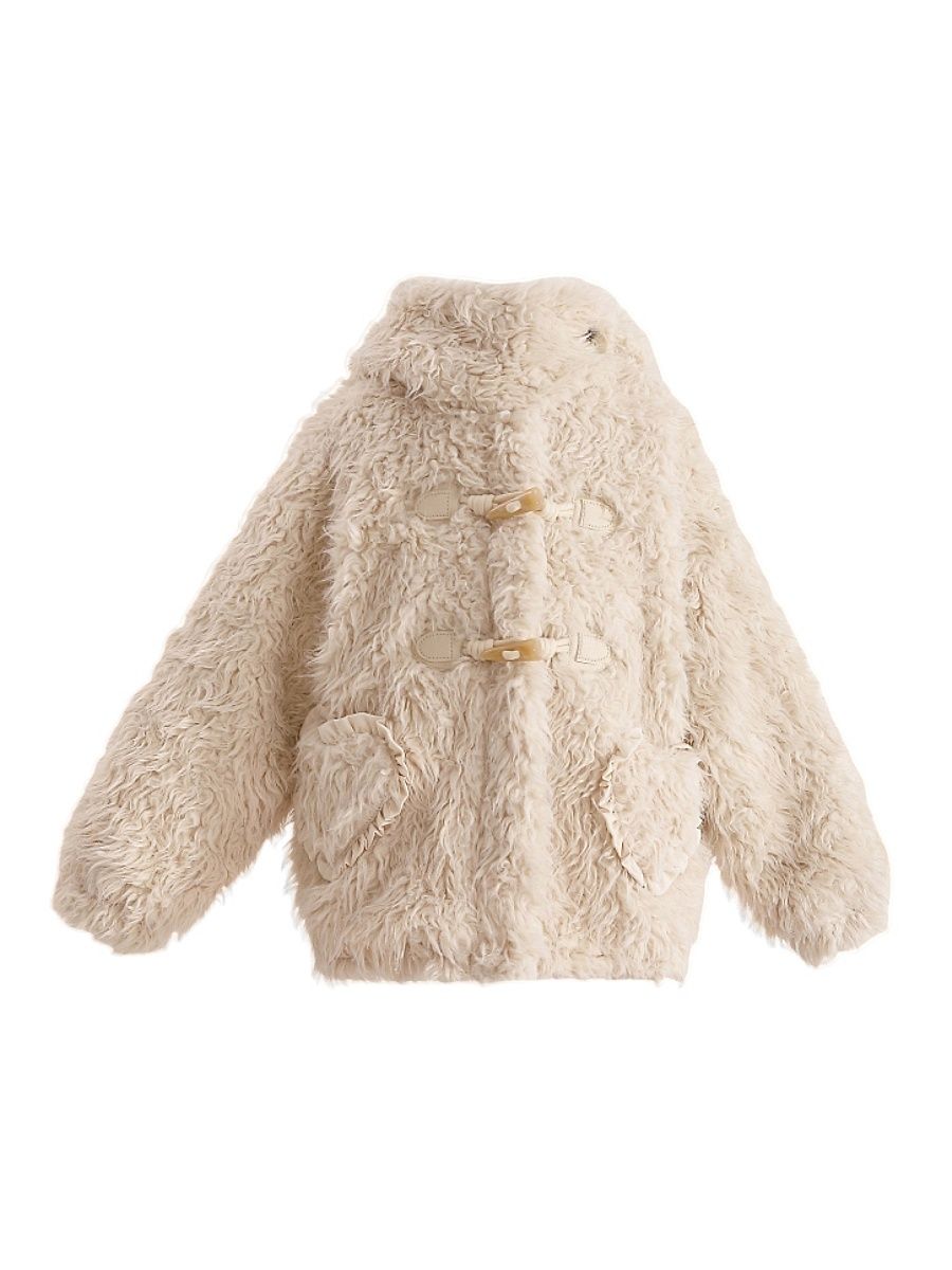 Little Girl's & Girl's Bunny Ear Fuzzy Jacket - Beige - Size 9