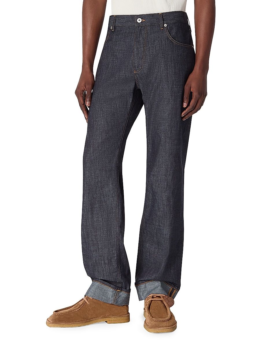 Men's Cuffed Wide-Leg Jeans - Indigo - Size 38